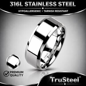 316L Stainless Steel Wedding Band Ring Comfort Fit Mens Womens Silver Size 10